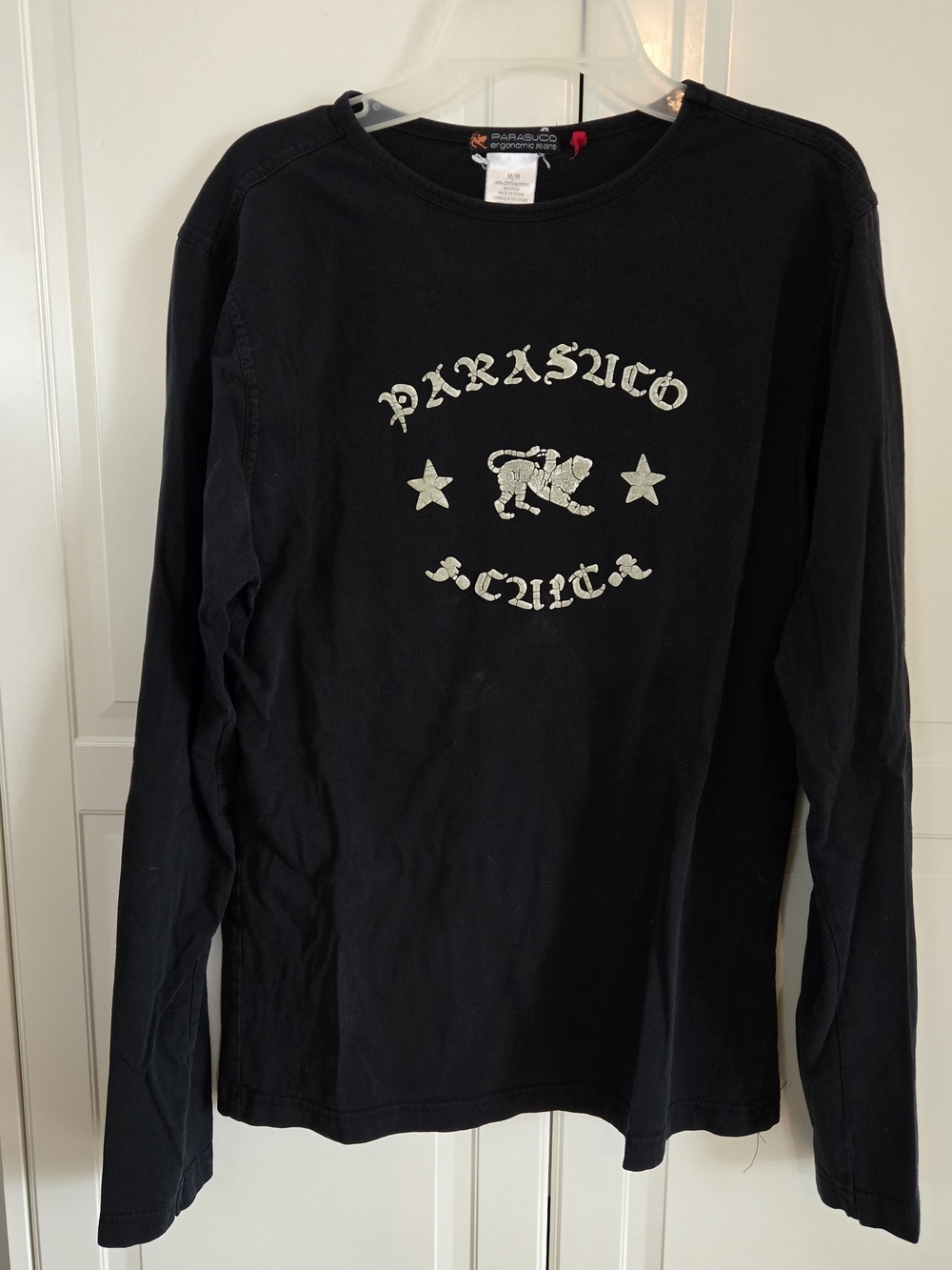Parasuco Black Long-Sleeve Logo Tee with Cream Graphics